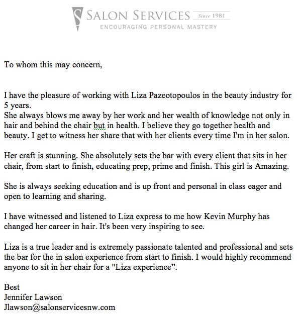 Lawson Testimonial - South Shore Artistic Salon